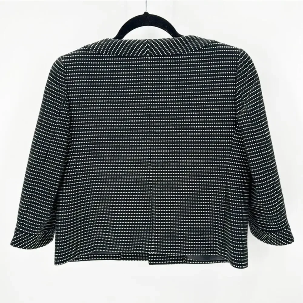 Talbots cropped polka dot blazer jacket size 14 3/4 sleeves black and white - Picture 2 of 12